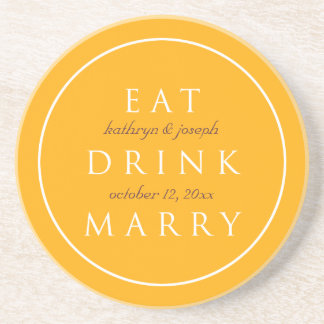 Posavasos De Arenisca COME BEBIDA MARRY sentimiento boda personalizada a