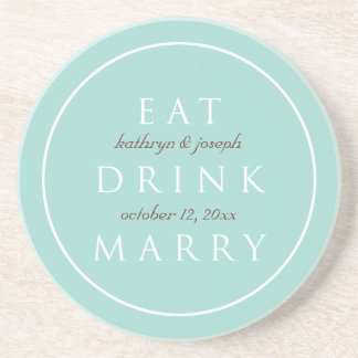 Posavasos De Arenisca COME BEBIDA MARRY sentimiento boda personalizada a