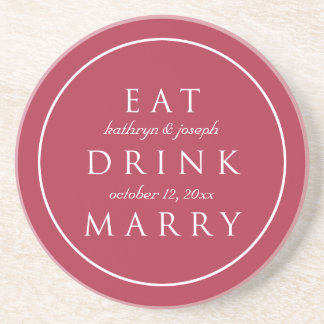 Posavasos De Arenisca COME BEBIDA MARRY sentimiento de boda costumbre ro