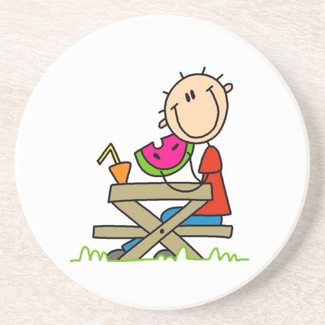 Posavasos De Arenisca Comer sandía (Frente)