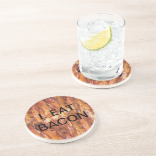 Posavasos De Arenisca Comí Bacon Text con fondo