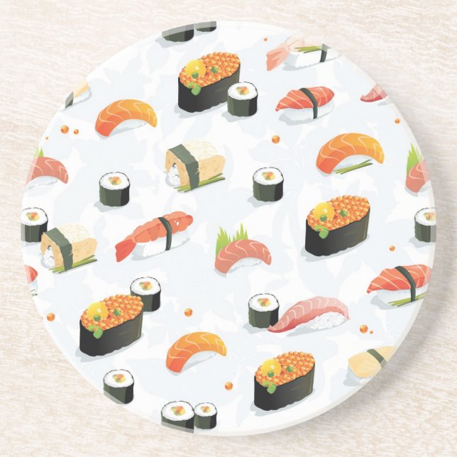 Posavasos De Arenisca Comida japonesa:Patrón de sushi (Frente)
