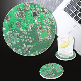 Posavasos De Arenisca Computer Geek Circuit Board Green