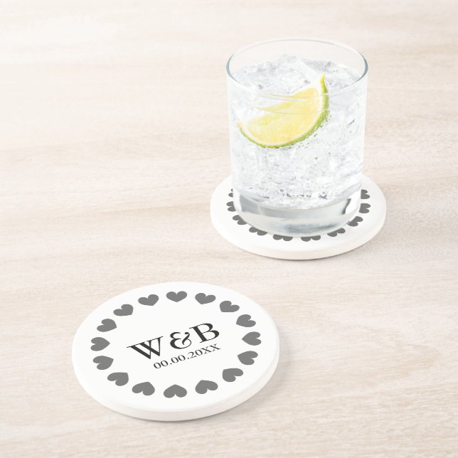 Posavasos de arenisca con corazón personalizado pa (Lado)