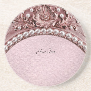 Posavasos de arenisca con flor rosa