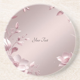 Posavasos de arenisca con flores rosadas delicadas