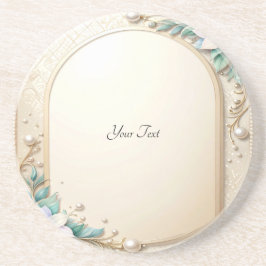 Posavasos de arenisca con marco floral decorativo