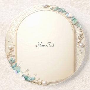 Posavasos de arenisca con marco floral decorativo
