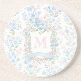 Posavasos de arenisca con monograma floral persona