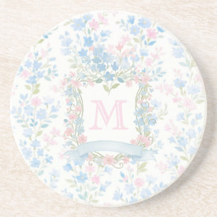 Posavasos de arenisca con monograma floral persona