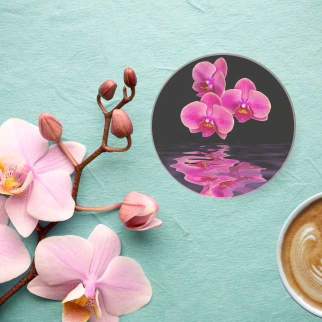 Posavasos de arenisca con orquídeas rosadas exótic (Subido por el creador)