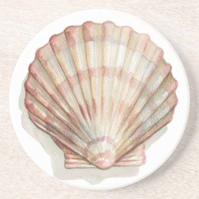 Posavasos De Arenisca Concha de mar rosa y crema (Frente)