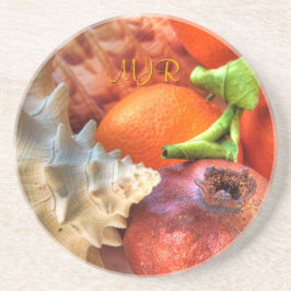 Posavasos De Arenisca Conchas, granadas, Naranjas, vida residual del mon