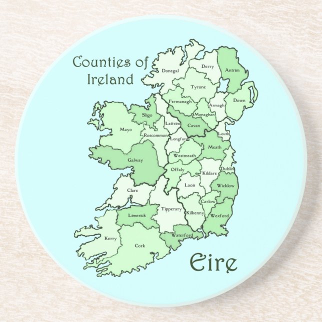 Posavasos De Arenisca Condados del mapa de Irlanda (Frente)