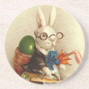 Posavasos De Arenisca Conejo de Pascua con Glasses