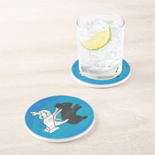 Posavasos De Arenisca Conejo Sombra En Azul