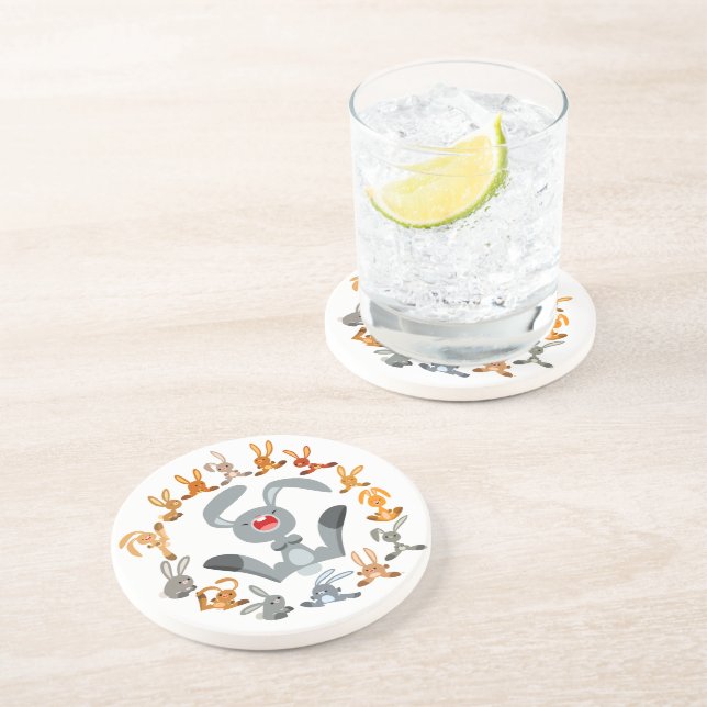 Posavasos De Arenisca Conejos de Personalizado lindo Mandala (Lado)