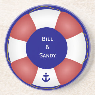 Posavasos De Arenisca Conservante de vida náutico con el ancla