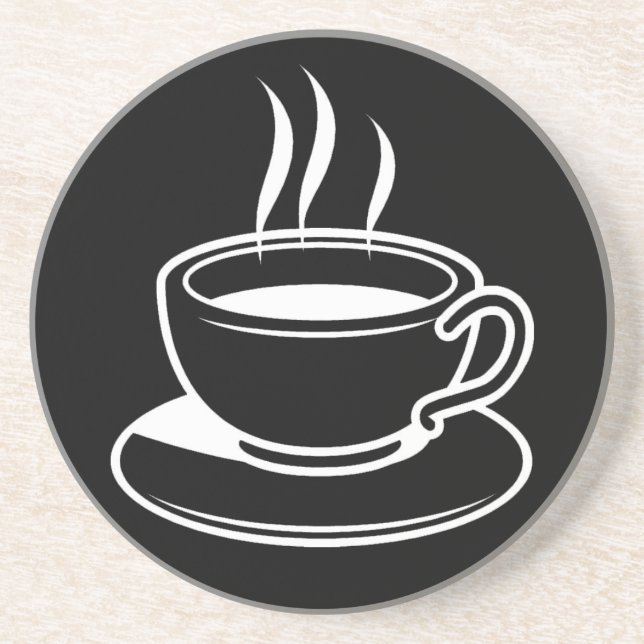 Posavasos De Arenisca Copa caliente de café - negro (Frente)