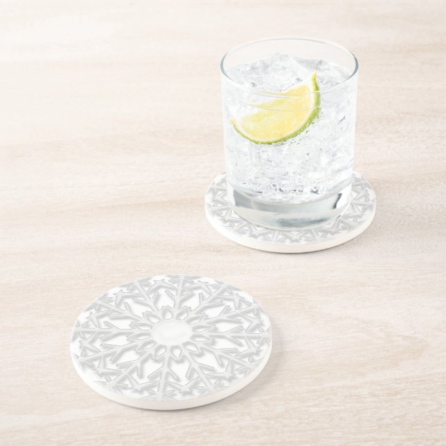 Posavasos De Arenisca Copo de nieve blanco (Lado)