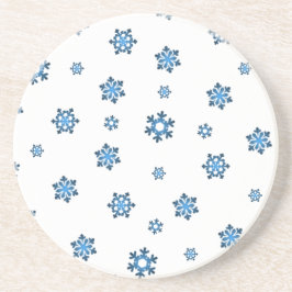Posavasos De Arenisca Copos de nieve (azul y negro)