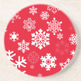 Posavasos De Arenisca Copos de nieve blancos - Color del fondo del Perso