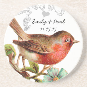 Posavasos De Arenisca Coral Vintage Love Bird Coasters