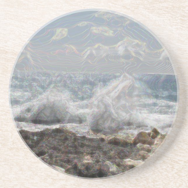 Posavasos De Arenisca Coral y olas (Frente)