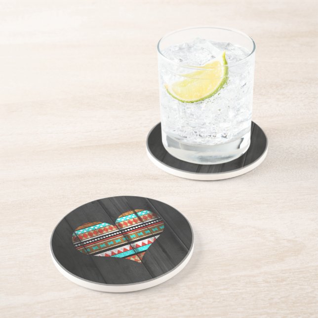 Posavasos De Arenisca Corazón azteca (Lado)