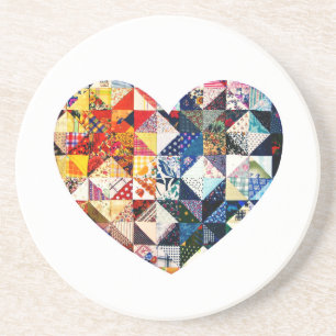Posavasos De Arenisca Corazón colorido del edredón de remiendo