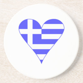 Posavasos De Arenisca Corazón de bandera griega funky