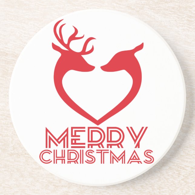 Posavasos De Arenisca Corazón del reno (Frente)