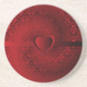 Posavasos De Arenisca Corazón húmedo rojo