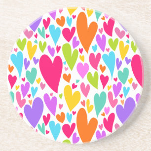 Posavasos De Arenisca Corazones coloridos ruidosos y románticos Valentin