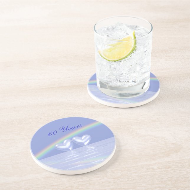 Posavasos De Arenisca Corazones de Diamantes de 60 Aniversario (Lado)