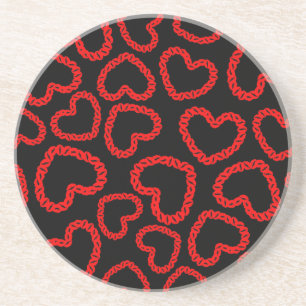 Posavasos De Arenisca Corazones de los labios de Kissy de personalizable