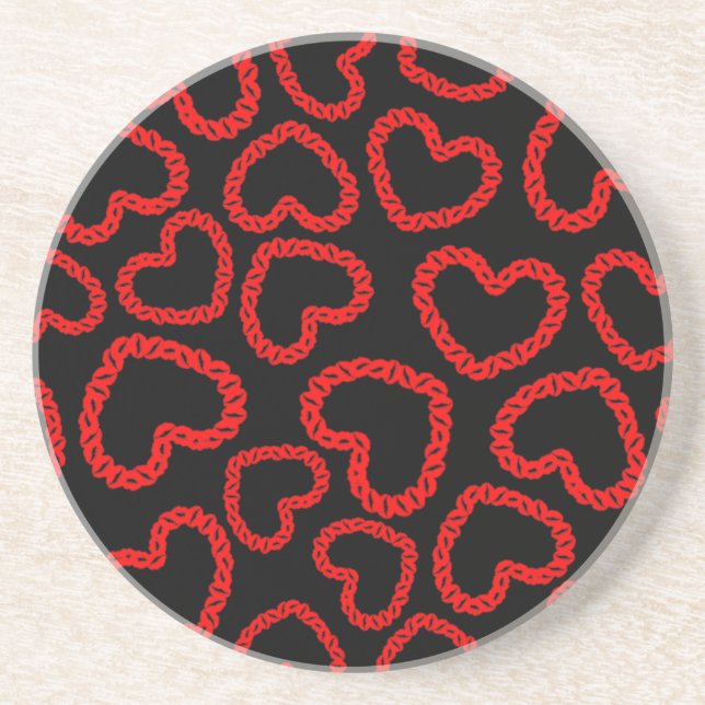 Posavasos De Arenisca Corazones de los labios de Kissy de personalizable (Frente)