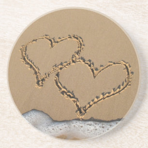 Posavasos De Arenisca Corazones en los prácticos de costa de la arena