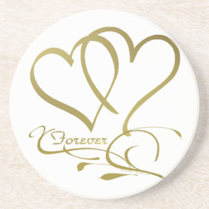 Posavasos De Arenisca Corazones para siempre Colores de fondo editables 
