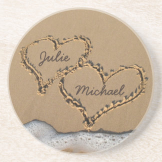 Posavasos De Arenisca Corazones personalizados en los prácticos de costa