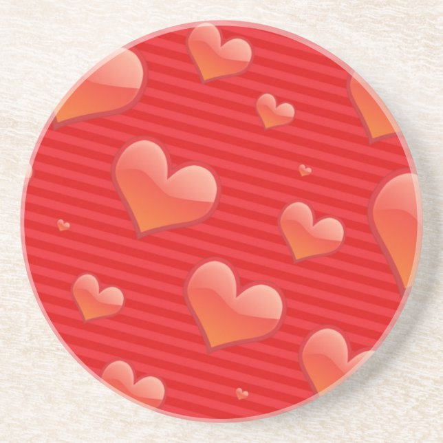 Posavasos de arenisca Corazones Rojos (Frente)