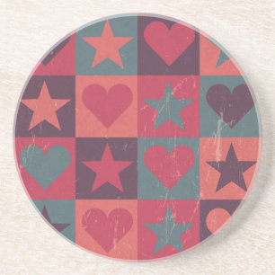 Posavasos De Arenisca Corazones y rosa del modelo de estrellas
