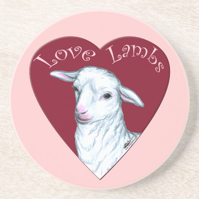 Posavasos De Arenisca Corderos de Amor (Frente)
