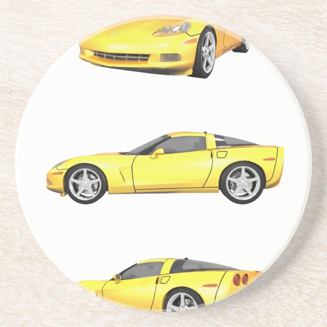 Posavasos De Arenisca Corvette amarillo: (Frente)