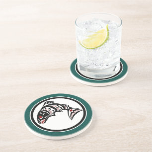 Posavasos De Arenisca Costa del Pacífico Noroeste: arte Haida Salmon