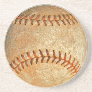 Posavasos De Arenisca Costillas rojas de béisbol blanco vintage