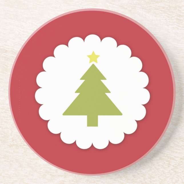 Posavasos De Arenisca Costura de árbol de Navidad (Frente)