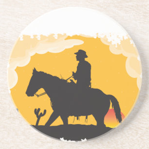 Posavasos De Arenisca Cowboy de Sunset