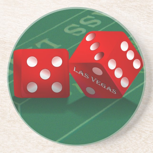 Posavasos De Arenisca Craps Table con los dados de Las Vegas (Frente)