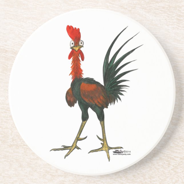 Posavasos De Arenisca Crazy Rooster (Frente)